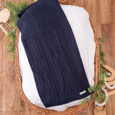 Manta de Linha Luxo - Azul Marinho